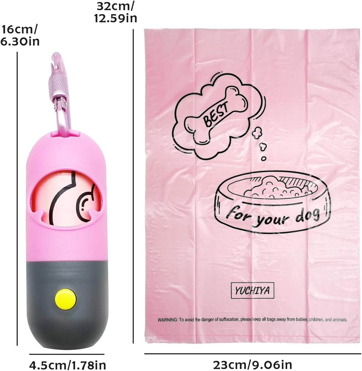 Dog Poop Waste Bags Holder with LED Flashlight - 1 Count (Pack of 13) / Pink - image 3