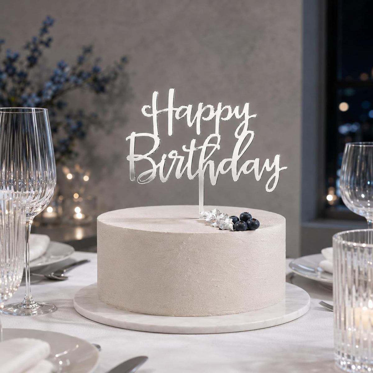 CC TOWN mirrored gold acrylic happy birthday cake topper, 6 by 7 inches - view 8