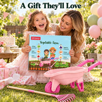 Qtioucp Kids Gardening Set with Wheelbarrow - Pink - image 3