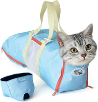 Cinf Cat Restraint Grooming Bag - M Size–Fits most adult cats (8–12 lbs) / Sky Blue Citrus