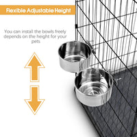 2 Pcs Stainless Steel Small Dog Crate Food Water Bowl - M (45 & 31 OZ) / Silver - image 4