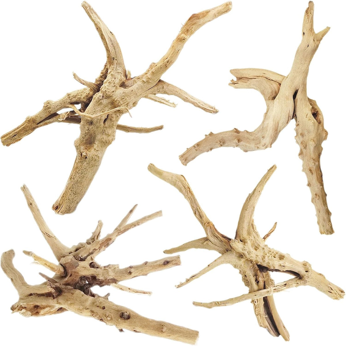 Natural Driftwood for Aquarium - Spiderwood（6-8 inch pack of 4）