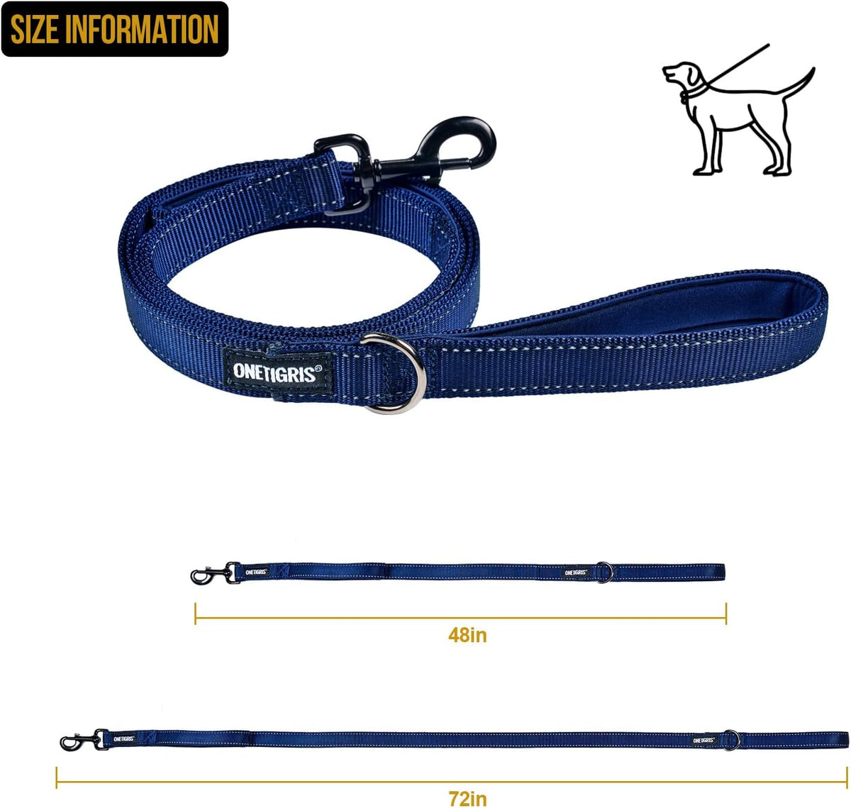 OneTigris No-Pull Dog Leash with Handle for Medium Large Dogs – Essentials for Dogs - Blue / 4FT - image 3