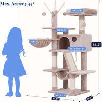 Hey-brother Cat Tree Tower with Padded Platform Bed, Hammock - 53 Inch / Muchroom - image 2