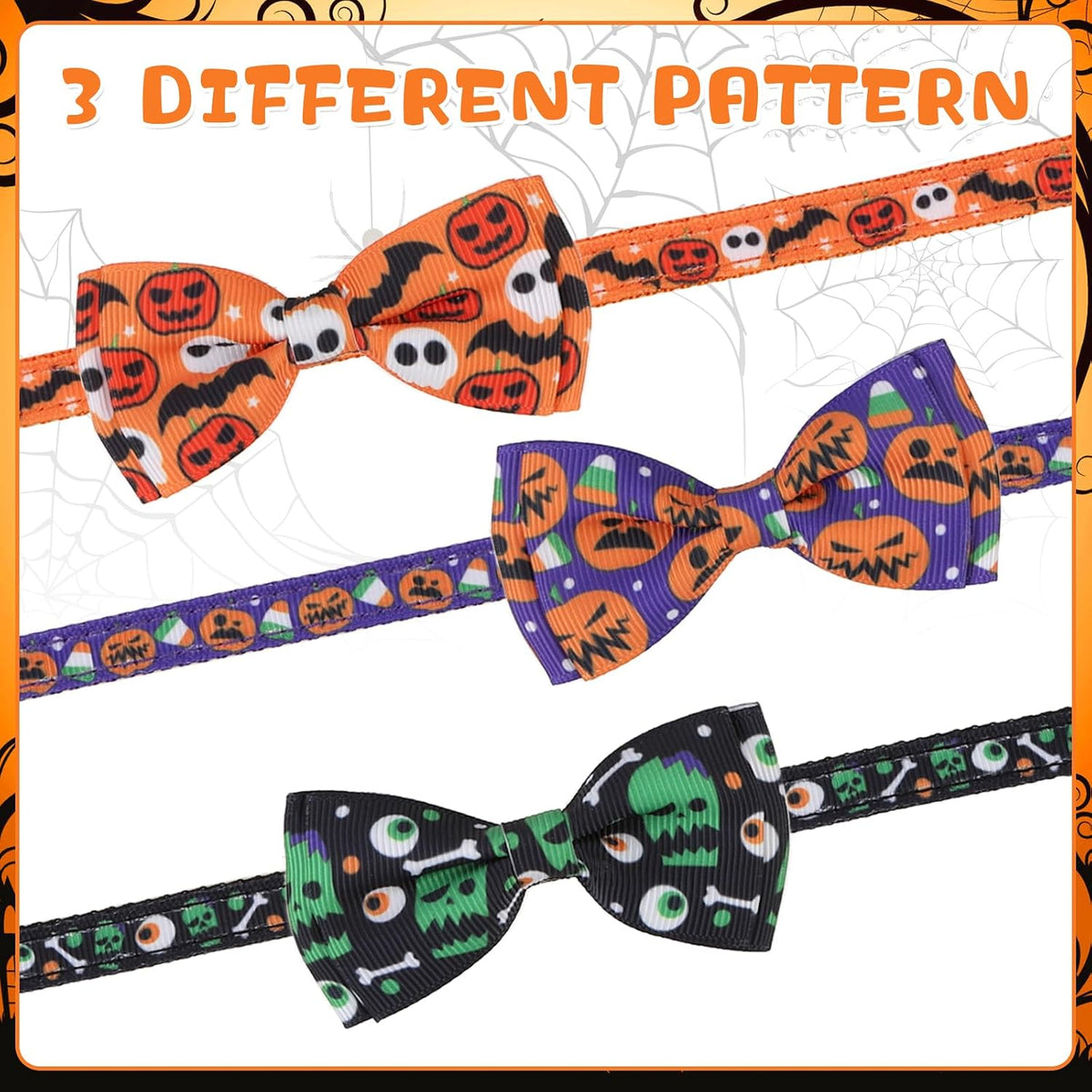 Halloween Cat Collar Breakaway with Bowtie and Bells - Halloween Pattern - image 3