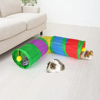 Rypet Guinea Pig Tunnels and Tubes Collapsible 2 Way and L-Type Tunnel with Interactive Ball Small Animal Activity Tunnel Hideaway Toys for Baby Rabbit Ferret Hamster Chinchilla Hedgehog