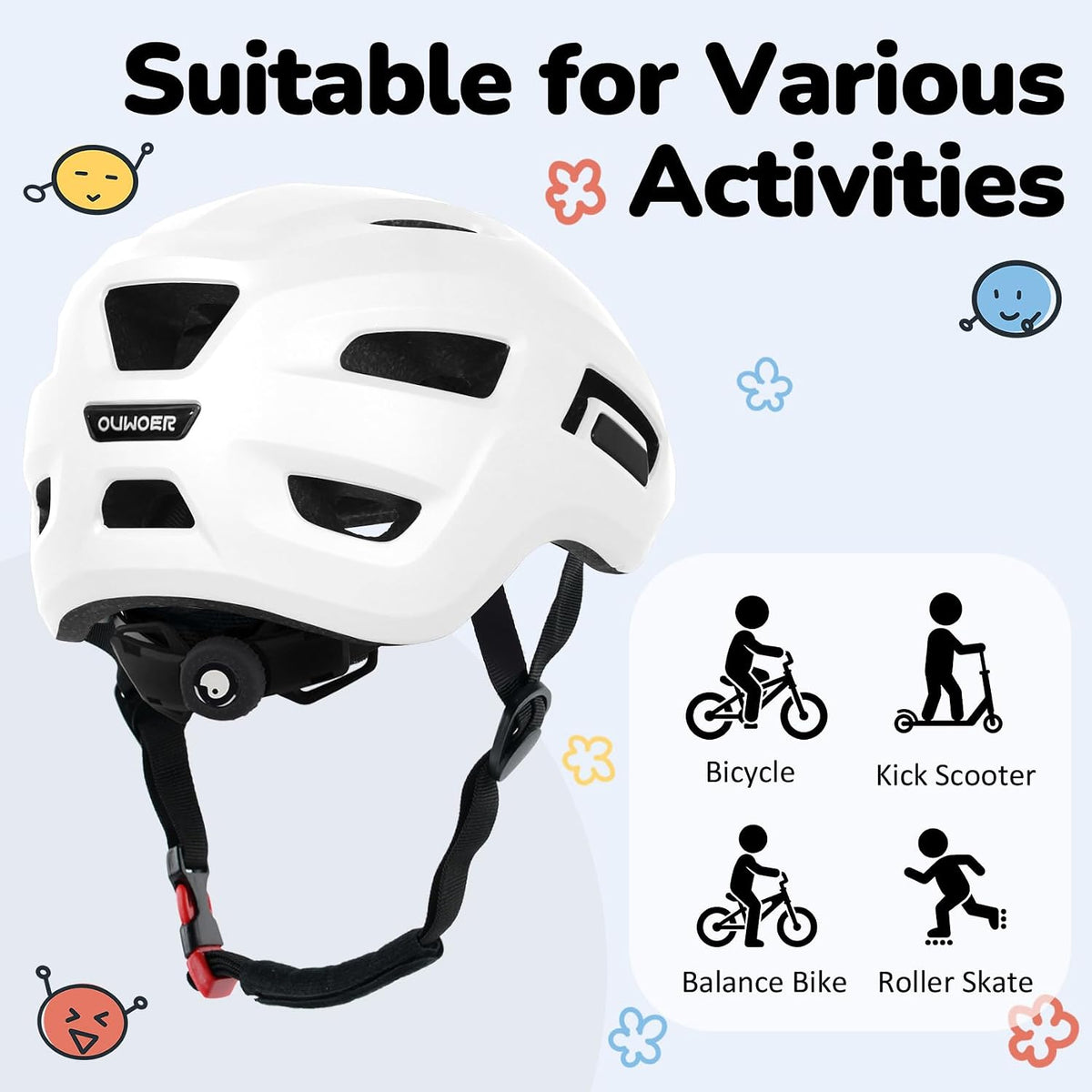 OUWOER toddler and kids bike helmet with vents and adjustable dial - view 25