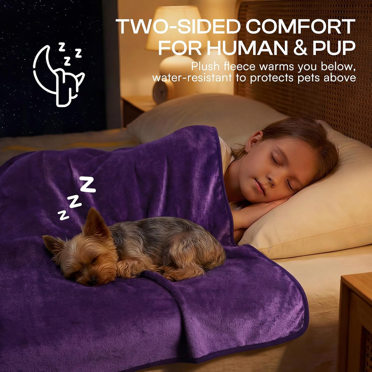 Luciphia Waterproof Pet Blanket - M (57" x40") / Purple+white - image 3