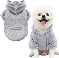 Dog Hoodies for Small Dogs with Zipper Pocket - Y02-Grey / Medium