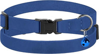 Breakaway Cat Collar Leather with Removable Bell - 13 Colors Available - Soft Adjustable Girl Boy Safety Lightweight Pet Kitten Collars Pink Brown Blue Green Red Orange Black (Blue)