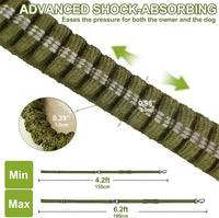 Dog Leash Heavy Duty, Bungee Leash Reflective Car Seat Belt for Dogs Brown – Essentials for Dogs - Olive Drab - image 3
