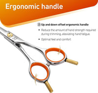 Fenice Peak 5'' Small Curved Scissors Lightweight Dog Cat Grooming Scissors with Safety Round Tip JP440C Stainless Steel Sharp Blades for Body Facial Nose Ear and Paw Hair Easy Use
