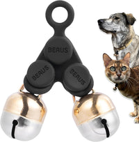 Beau's Bells V2 | Cat & Dog Collar Bells with New Quick Loop Easy Release Clip | Handmade Copper | - Double Bell / Medium