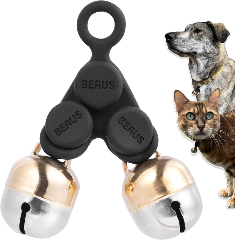 Beau's Bells V2 | Cat & Dog Collar Bells with New Quick Loop Easy Release Clip | Handmade Copper | - Double Bell / Medium
