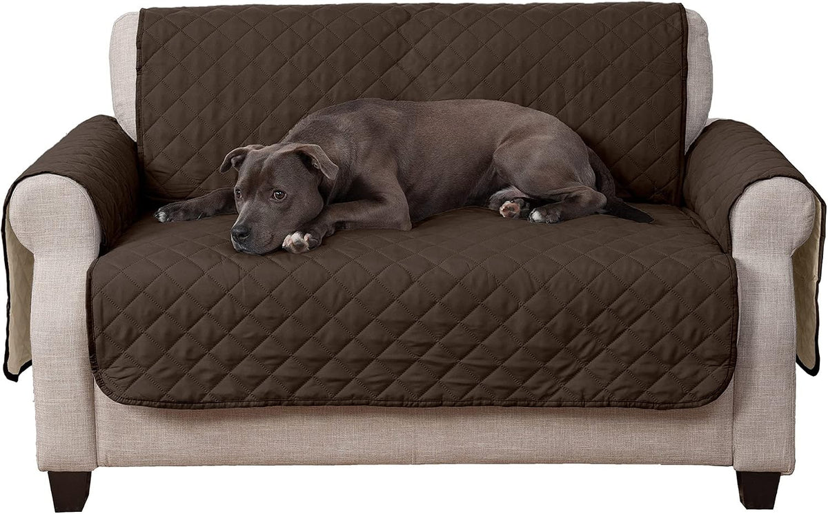 Furhaven Water-Resistant & Reversible Chair Cover Protector for Dogs - Loveseat / Espresso/Clay