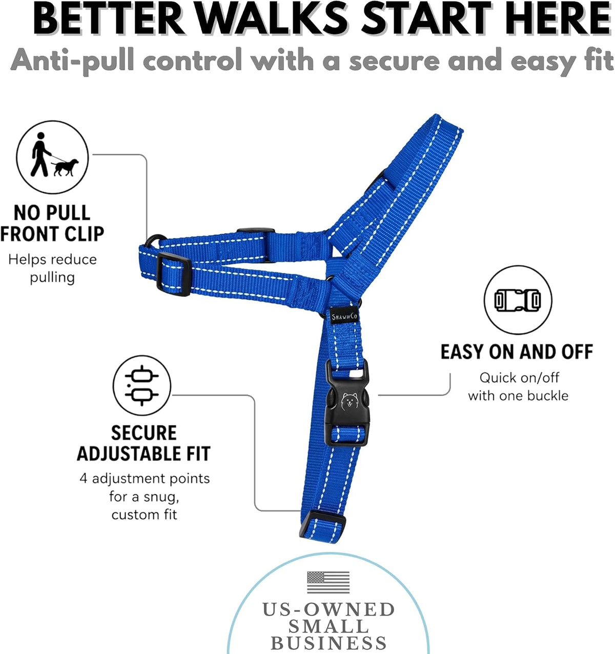 ShawnCo Dream Walk Pro No-Pull Dog Harness – Essentials for Dogs - Large / Electric Blue - image 3