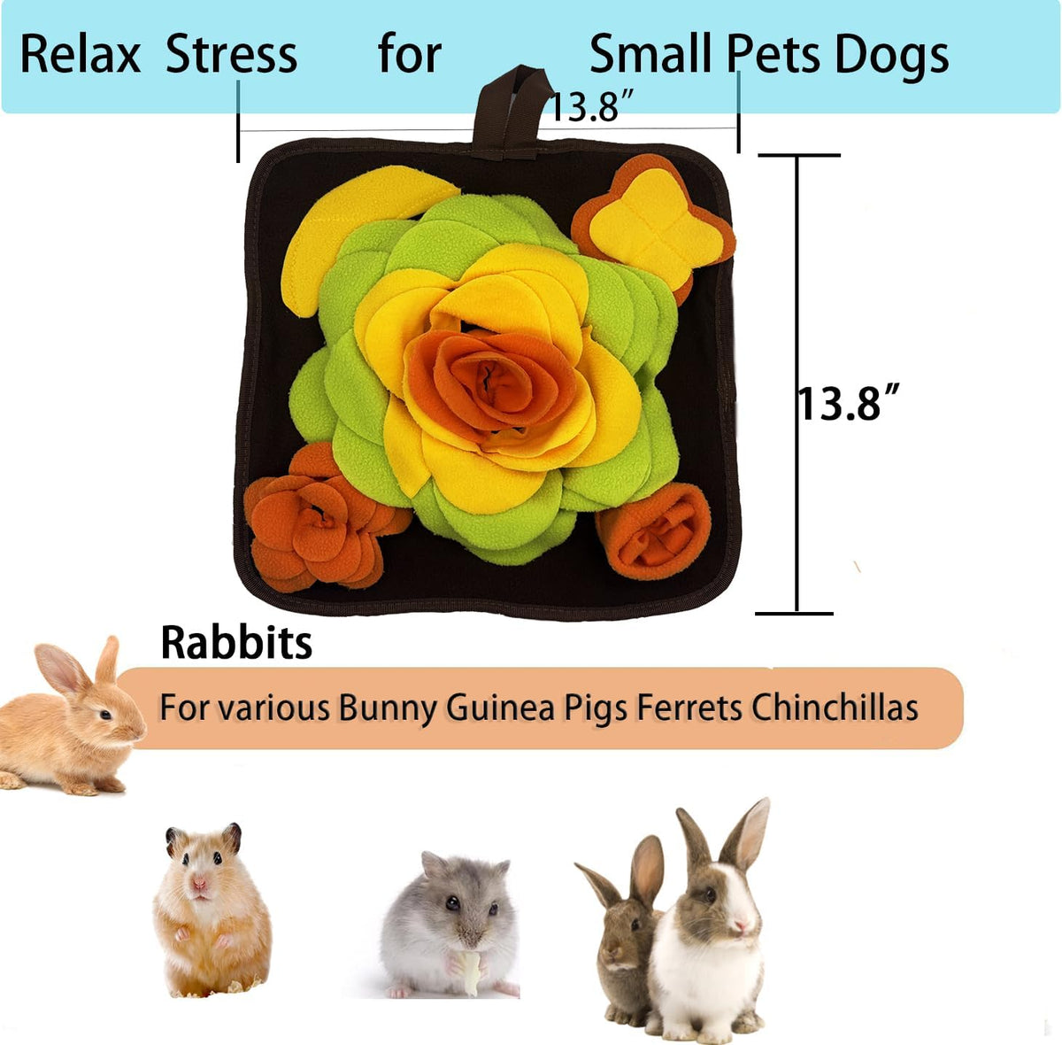 Rabbit Foraging Mat Snuffle Mat for Small Animals Bunny Puzzle Toys - Orange - image 3