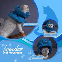 Cat Recovery Collar, Soft Adjustable Cone for Cats and Kittens, Lightweight Waterproof Elizabethan Collar for After-Surgery Care, Prevent Licking and Scratching, Neck Protector for Pets（Lake Blue,M）