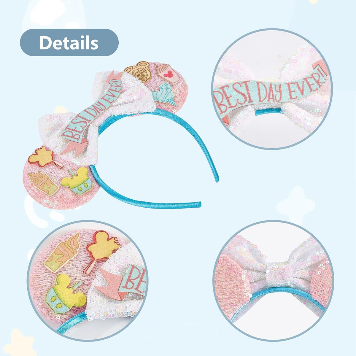 LYLIN Birthday Mouse Ears, Mouse Ears Headband for Women Girls – Fun for Kids & Family - Best Day Ever - image 4