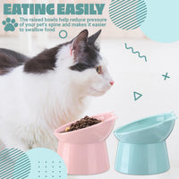 Zhehao 2 Pcs Elevated Cat Bowl Set, Tilted 15° - Cat Ears / Light Green, Red - image 2