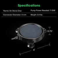 VIVOSUN 2PCS 4 x 2 in Large Air Stone for Aquarium, Air Pump – Essentials for Fish - 4 inch-Round (Pack of 2) - image 4