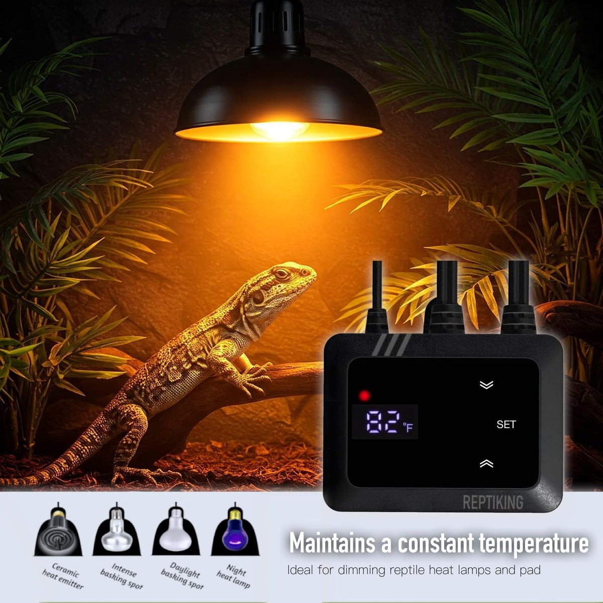 Reptile Dimming Thermostat, Heat Lamp Temperature Controller - image 3