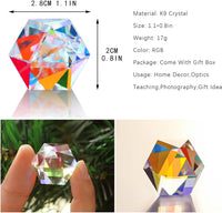 1.2'' Optical Glass RGB Dispersion Prism X-Cube for Physics Teaching - 20mm Polyhedron prism - image 3