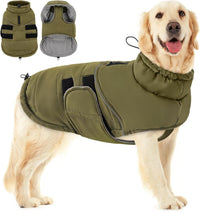 Dog Winter Jacket, Dog Windproof Reflective Jacket for Golden Retriever – Essentials for Dogs - ArmyGreen / X-Large