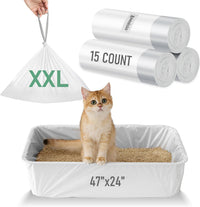 Cat Litter Box Liner XXL - 15 Count 47" x 24" Jumbo Litter Bags – Daily Care for Cats - 15 Count (Pack of 1)