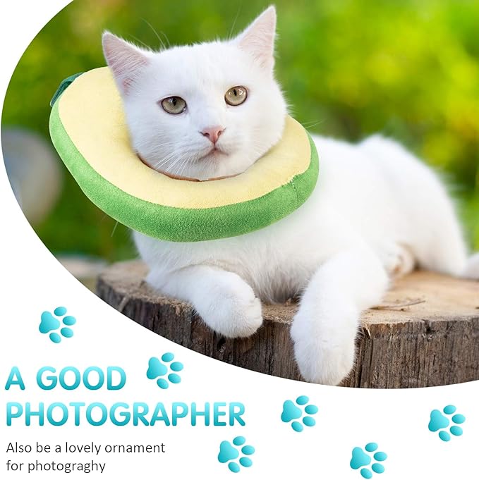 Frienda 2 Pieces Adjustable Cat Cone, Cat Recovery Collar, Kitten Cones After Surgery Pet Neck Strap Elizabethan Donut Toast Neck Cone Collar with Edge for Kitten
