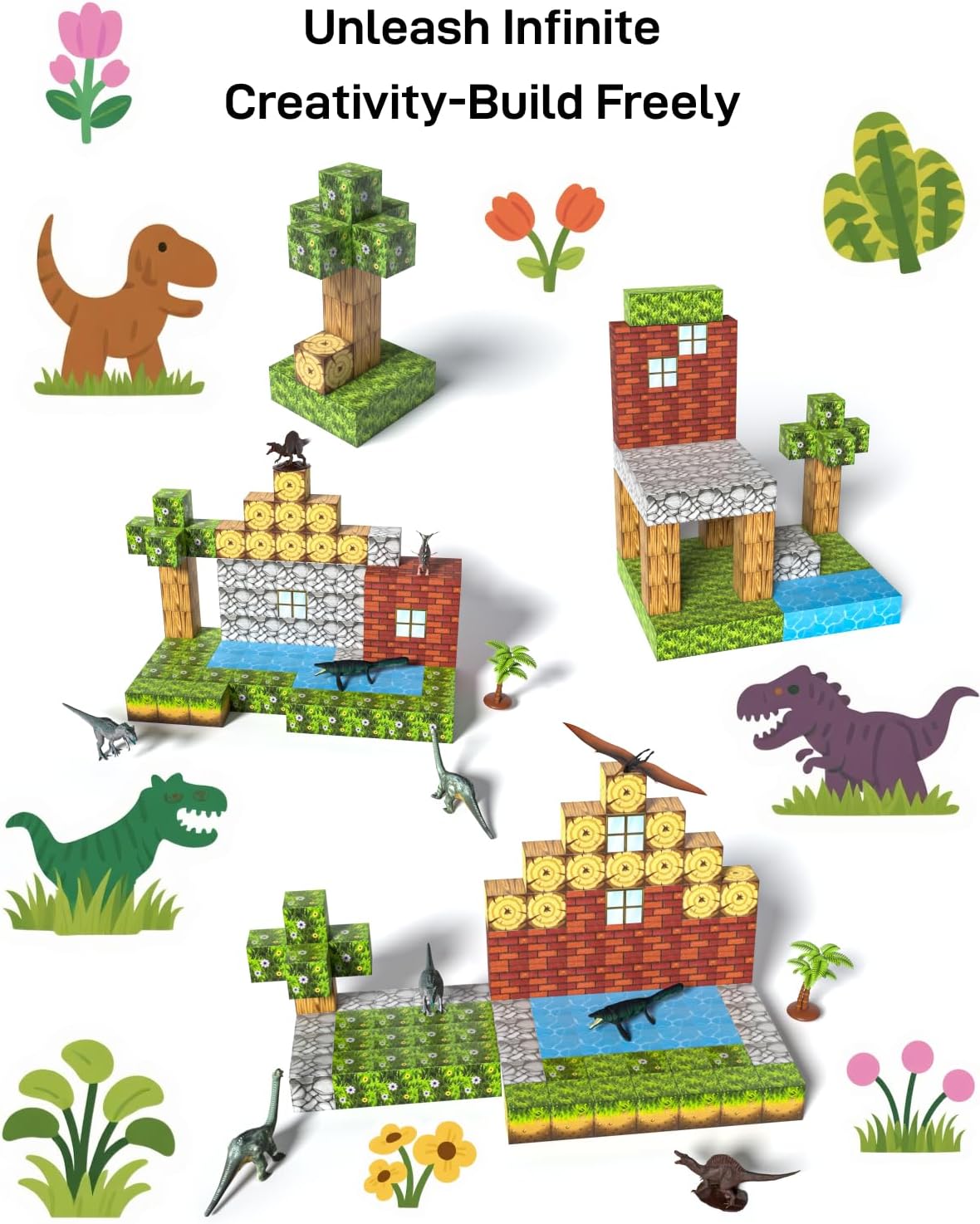 Veecafiodi magnetic blocks set with dinosaur figures - view 6