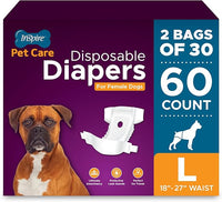 Inspire Pet Care Dog Diapers Female Dogs | Bulk Value Doggie Incontinence, Accidents, for Heat, Pee or Period and Housebreaking (Large (60 Count))