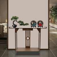 Console Table with Storage Shelves, 2 Tiers L 40.1” Narrow Sofa Table with Drawers, Bamboo Entryway Table for Small Spaces, Living Room Hallway Foyer Corridor Wood Entry Table