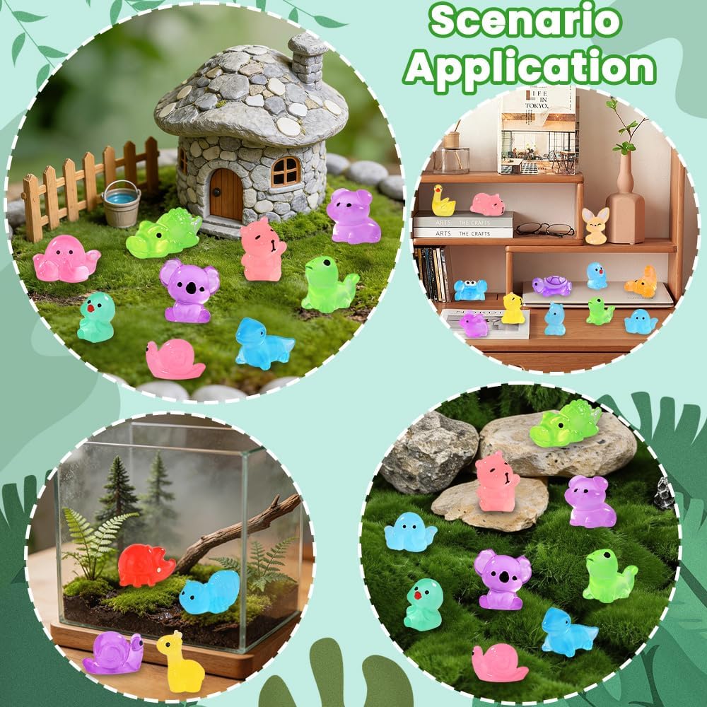 DIYDEC 60PCS Luminous Mini Resin Animals 60 Styles Miniatures Glow - 184PCS Luminous Mini Resin Animals - image 4