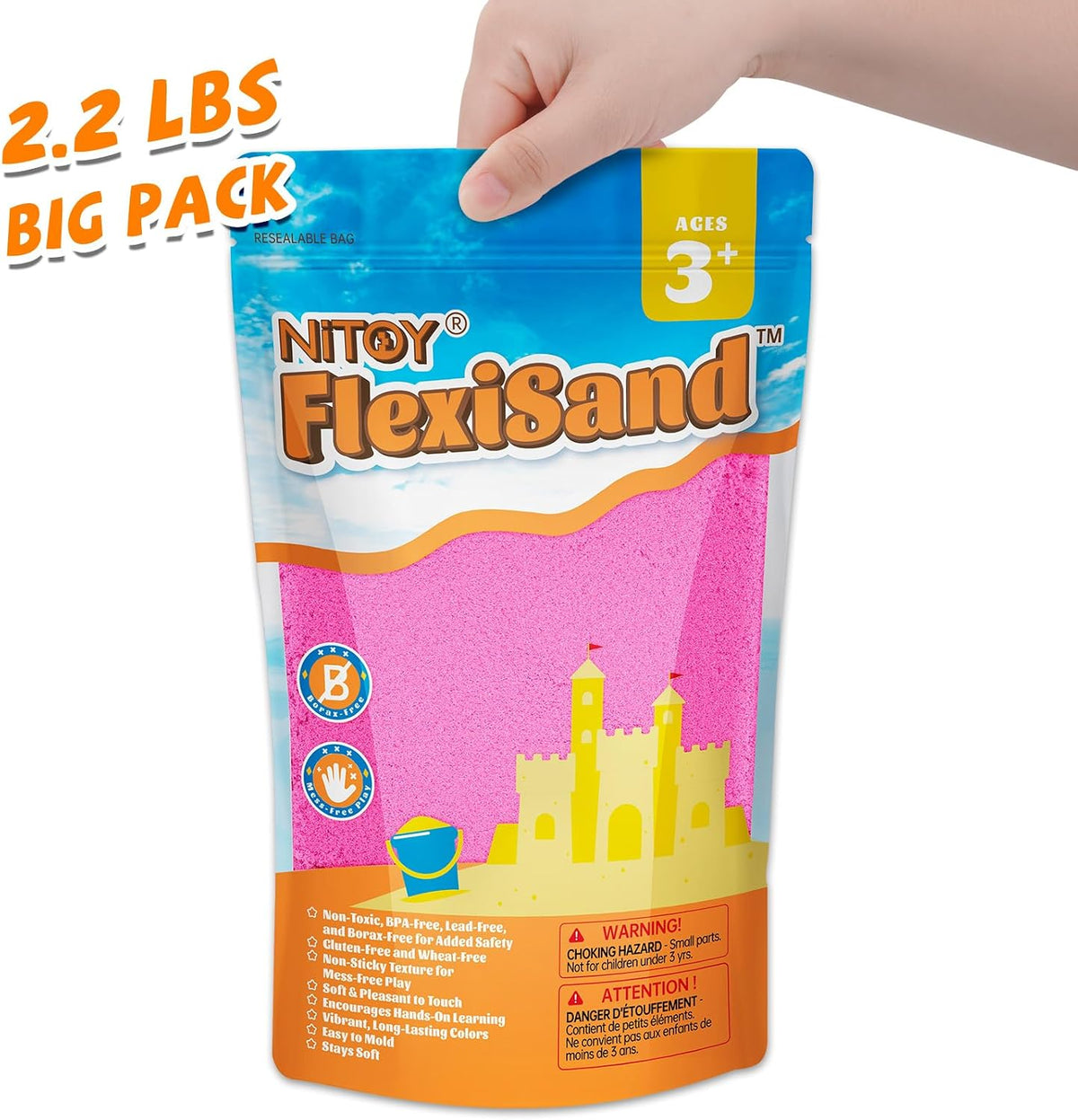 NiToy FlexiSand Toy Sand 2.2Lbs Moldable Sensory Sand for Kids - Hot Pink - image 4