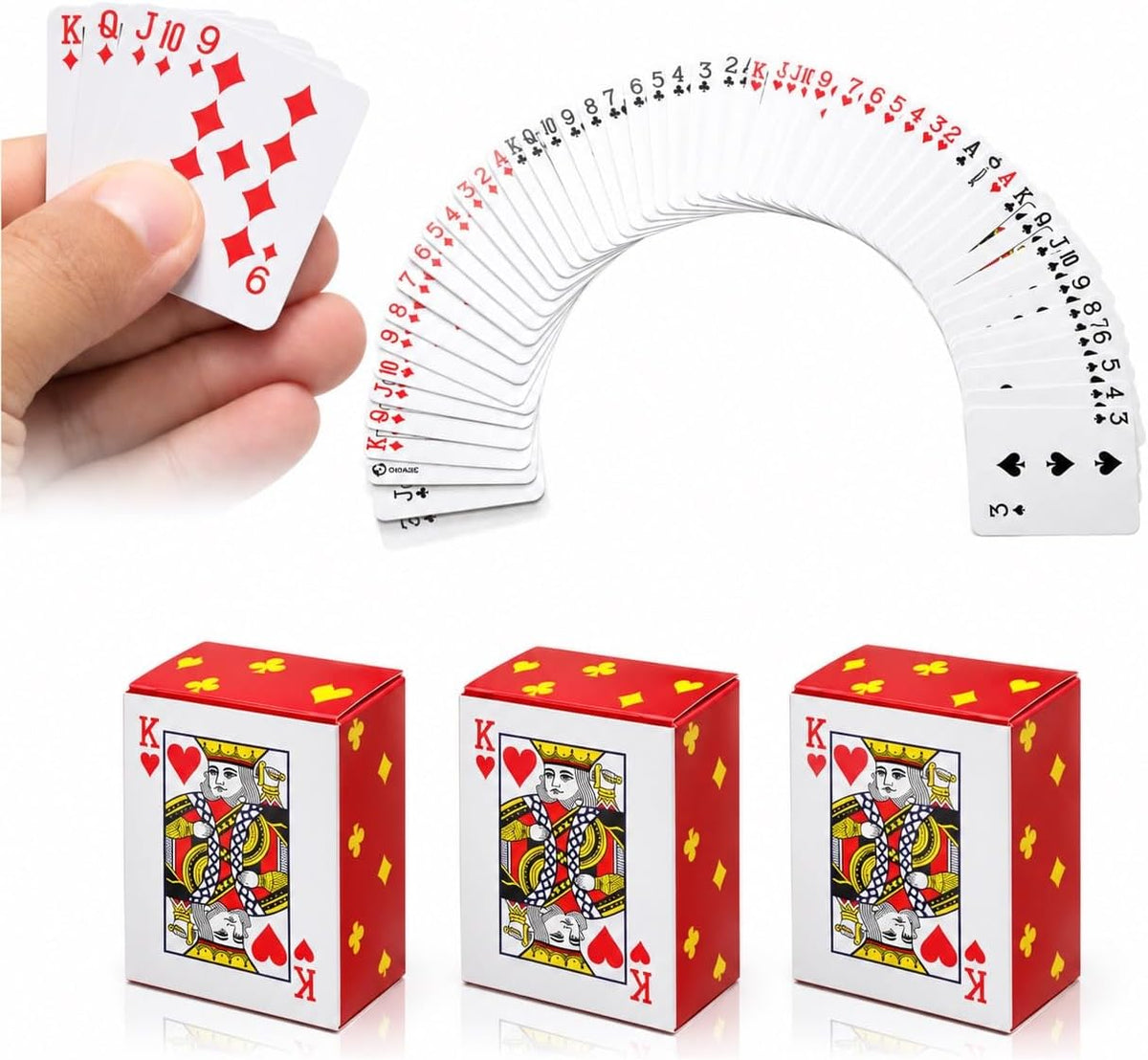 SHOWHIHI mini playing cards, 20 tiny red decks of 54 cards each, 1.65 inches tall - view 5