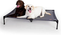 K&H Pet Products Elevated Outdoor Dog Cot Bed, Raised Cooling Bed with Washable Breathable Mesh for Large Dogs, Portable Raised Platform Pet Bed, Heavy Duty Metal Frame Hammock Bed, Jumbo, Gray