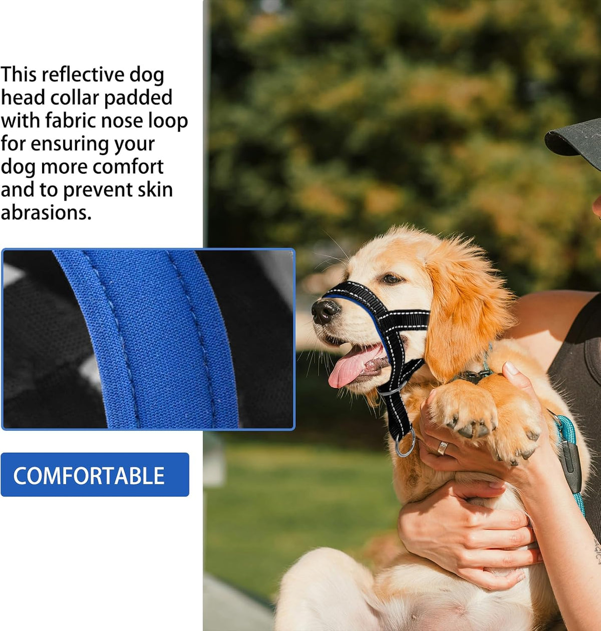 Dog Head Collar, Head Collar with Reflective Strap to Stop Pulling for Small Medium and Large Dogs - M / Red - image 3