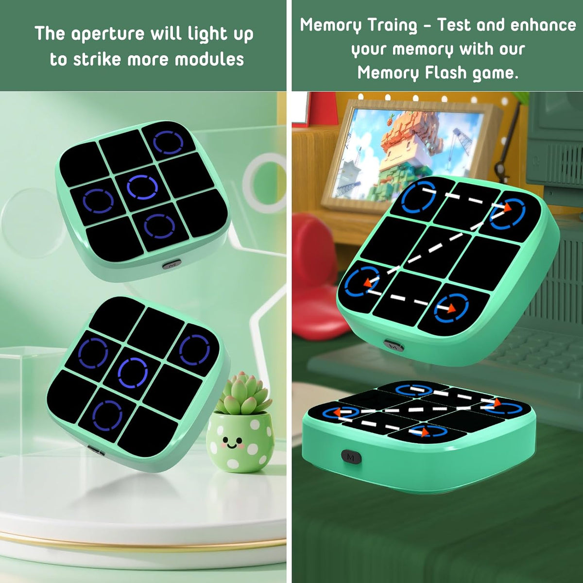 Tic-Tac-Toe Bolt Game, 4-in-1 Handheld Puzzle Games Console, Electronic Tic-Tac-Toe Game - Cyan / M(Classic) - image 4