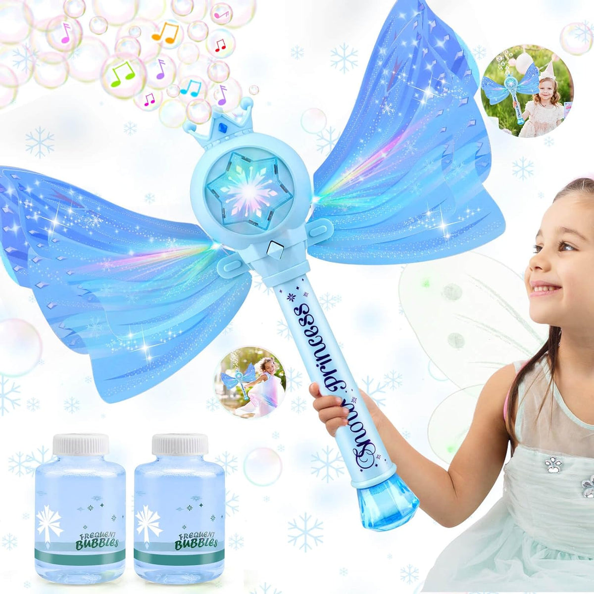 Bubble Wand for Kids, LED Light Music Bubble Toys Girl Gifts Age 3+ – Fun for Kids & Family - Blue