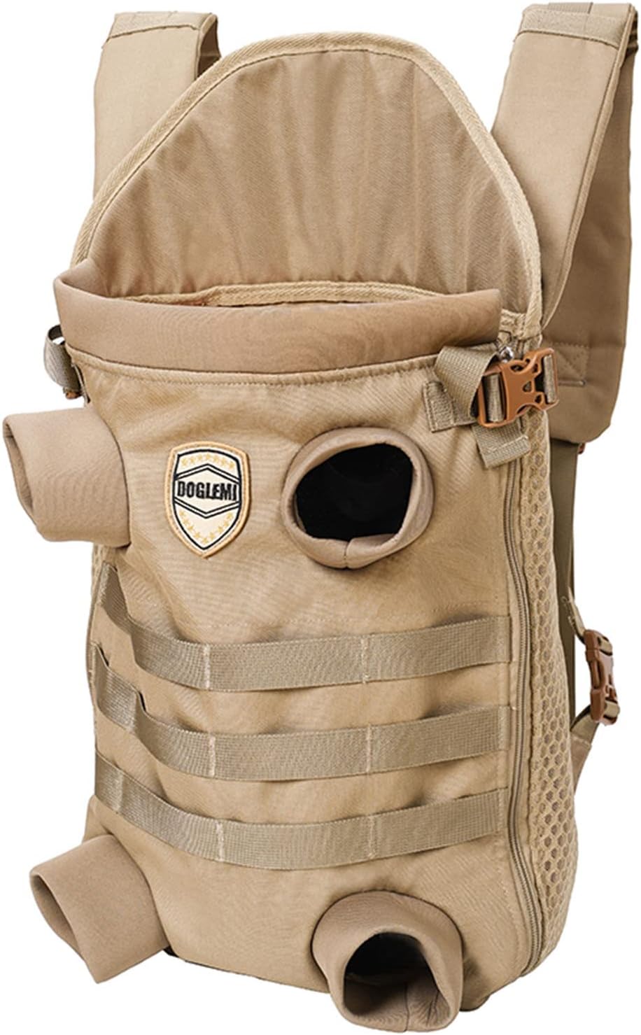 FLAdorepet Tactical Dog Backpack Carrier Front Back Bag for Medium - khaki / 21.7"L x 14.2"W x 4.5"H - image 4