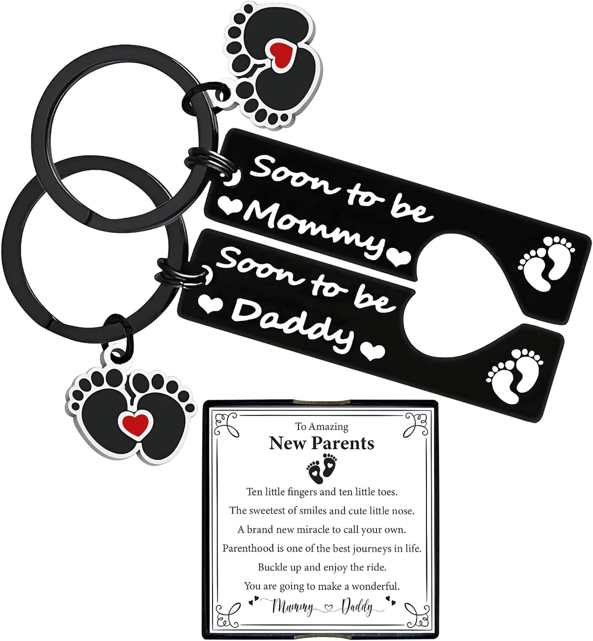 DESKINATOR new parent decision coin with poem card, leather pouch and gift box