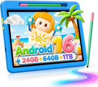 Android 16 Kids Tablet HD 10 Inch with Stylus & Case - Blue