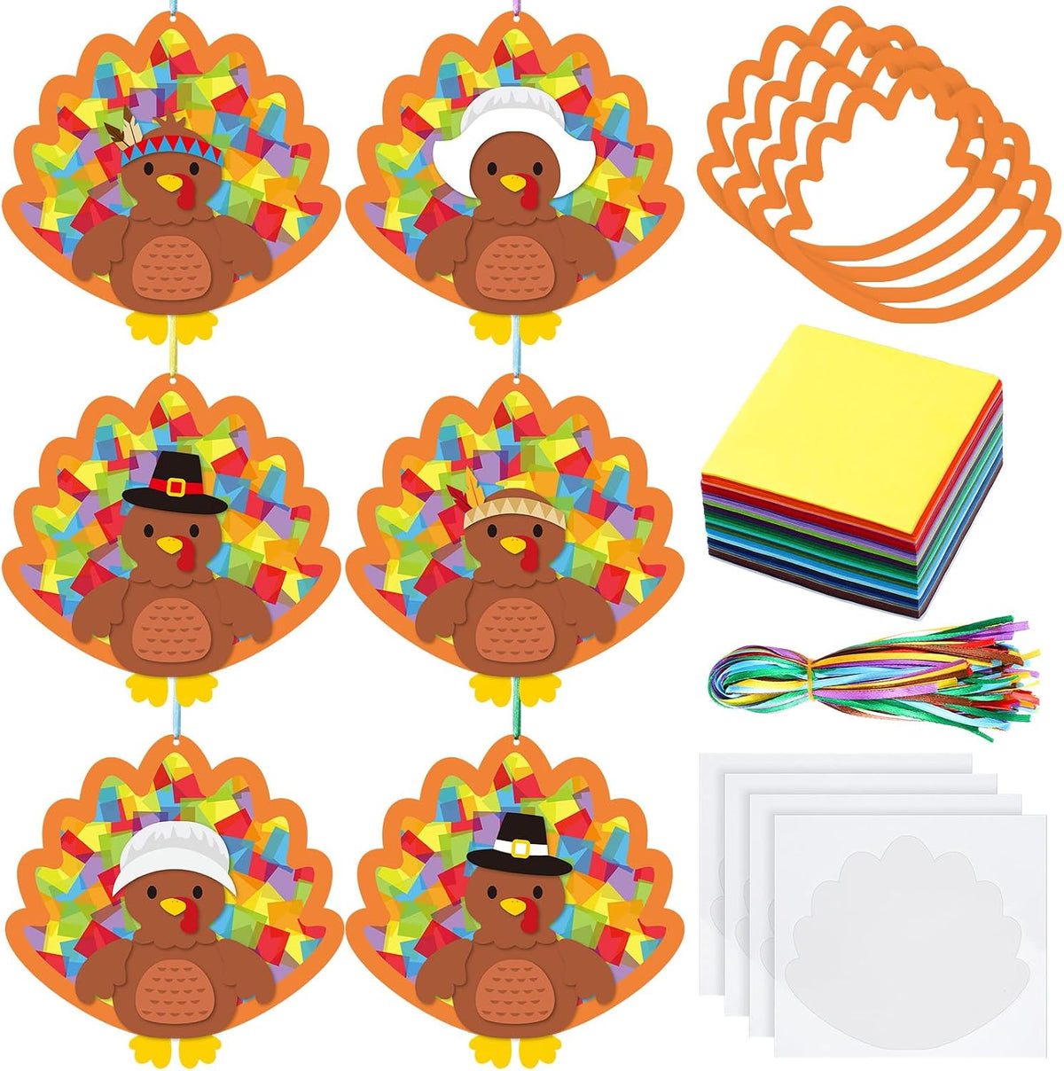 Chiisong fall maple leaf tissue paper craft kit with cutouts, stickers and ribbons - view 2