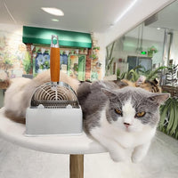 Cat Litter Scoop, Litter Scooper, Metal Cat Litter Scoop, Stainless Steel Cat Litter Scoop, Kitten Pooper Lifter, Kitty Metal Scooper with Holder for Cat Litter Box Round Holes Easy Cleaning