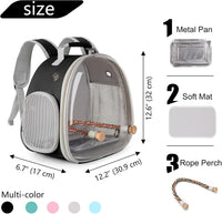 Small Bird Travel Backpack Carrier Cage - Black / Clear Bubble + Tray - image 2