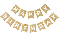 Orange Happy Birthday Banner Birthday Sign for Backdrop Happy - Gold