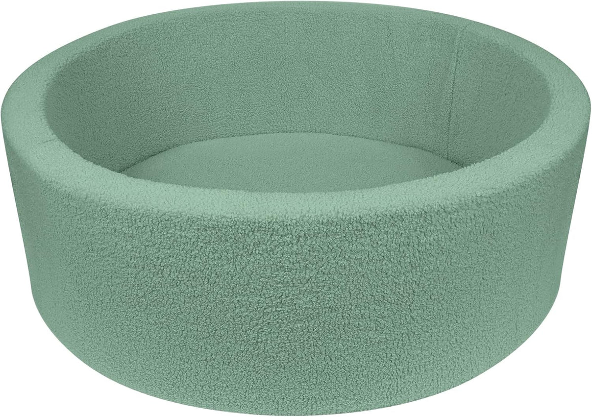 MEOGETY beige teddy fleece foam ball pit for toddlers with soft round walls - view 7