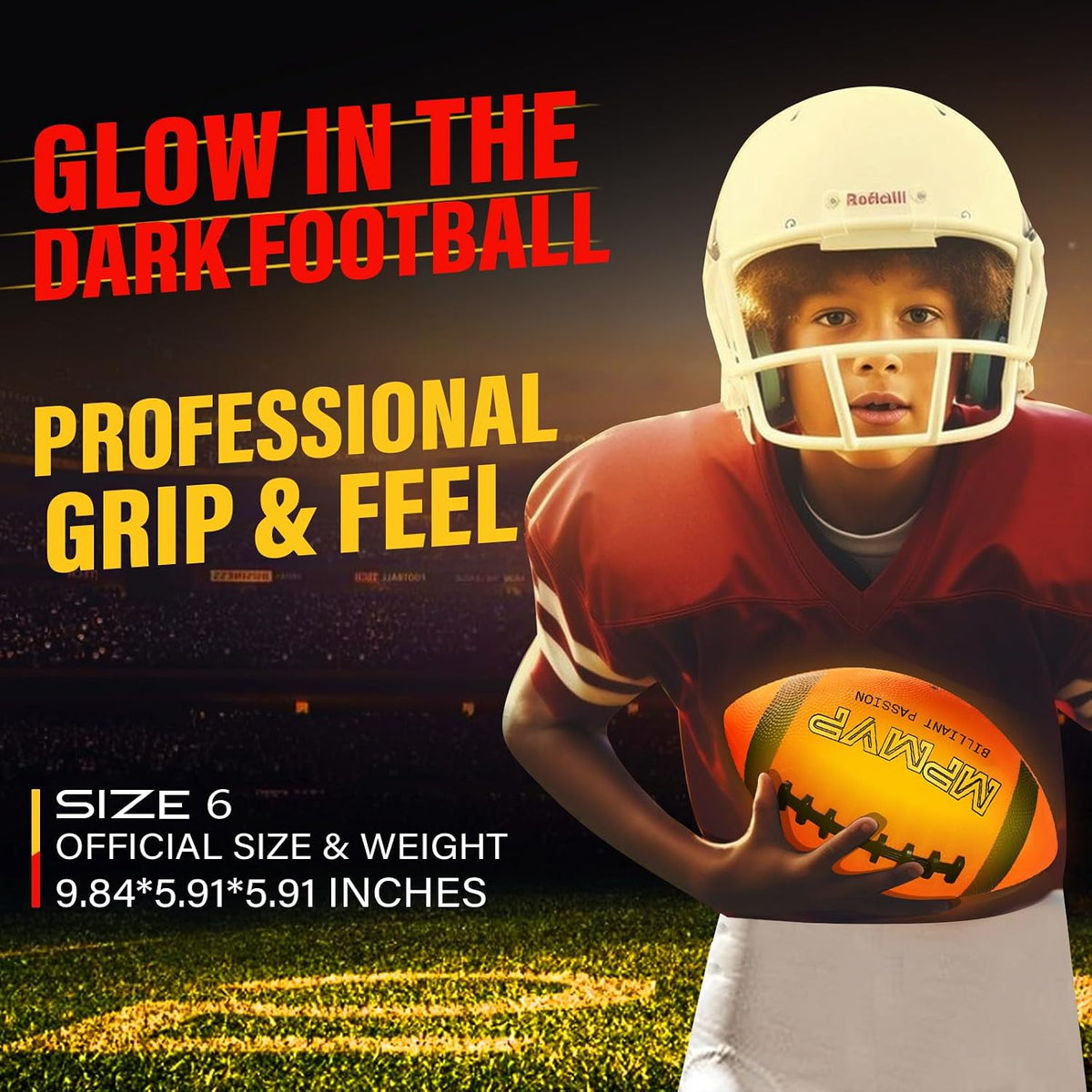 Glow in The Dark Football, Light Up LED Football Size 6 - Size 6 - image 2