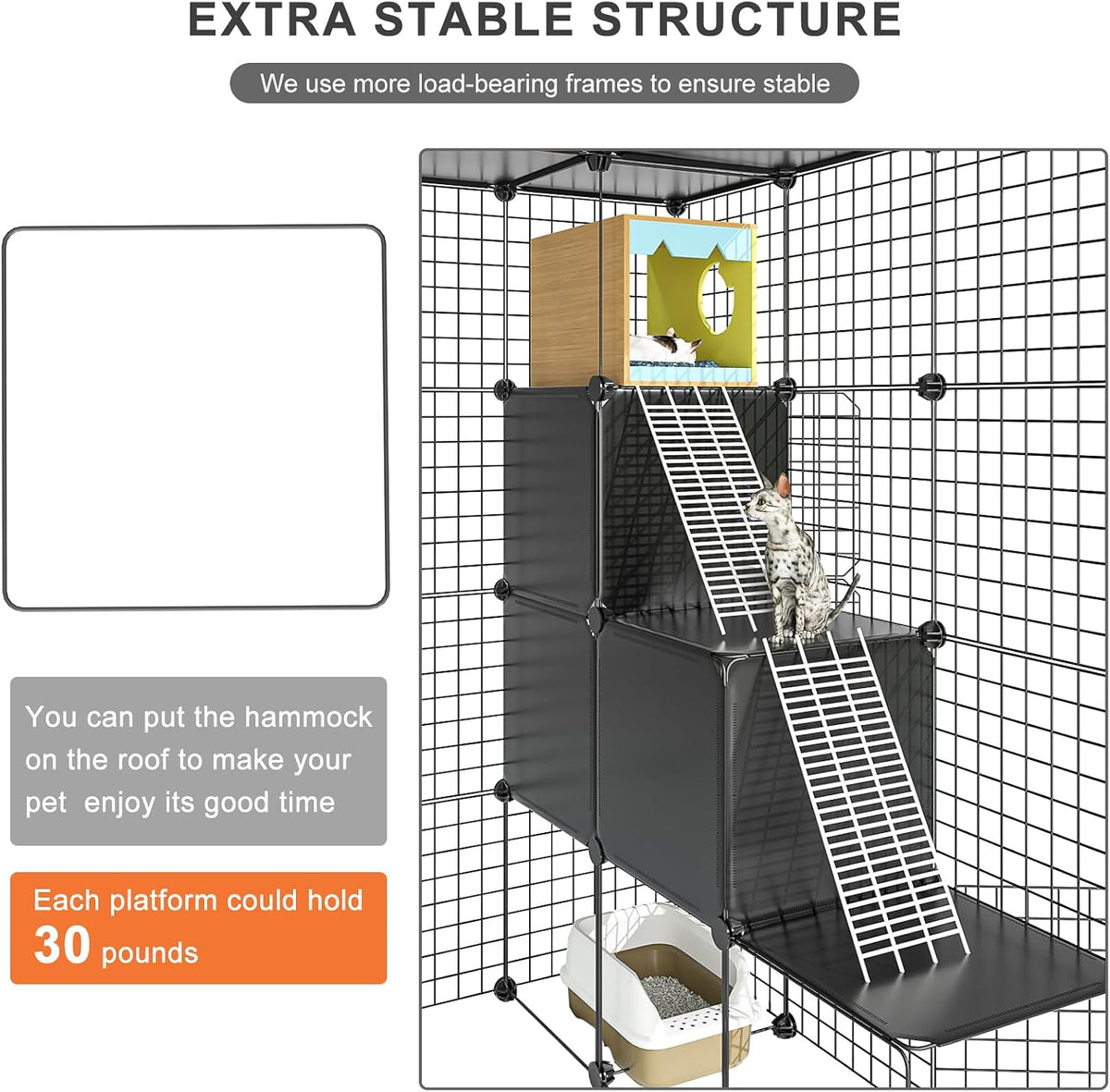 Cat Large Enclosure, DIY Catio Ideal for 1-3 Cats - 41.0"L x 41.0"W x 55.0"H - image 4